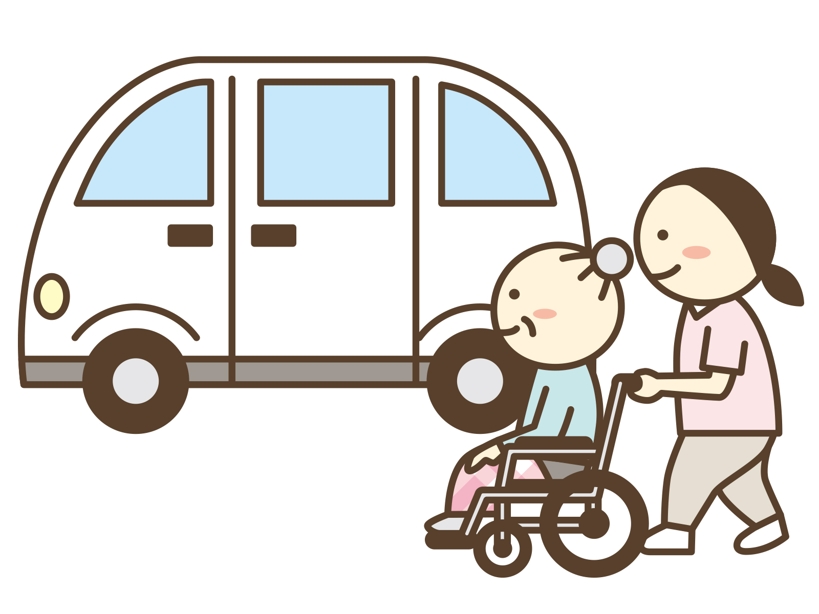 介護職員と車椅子