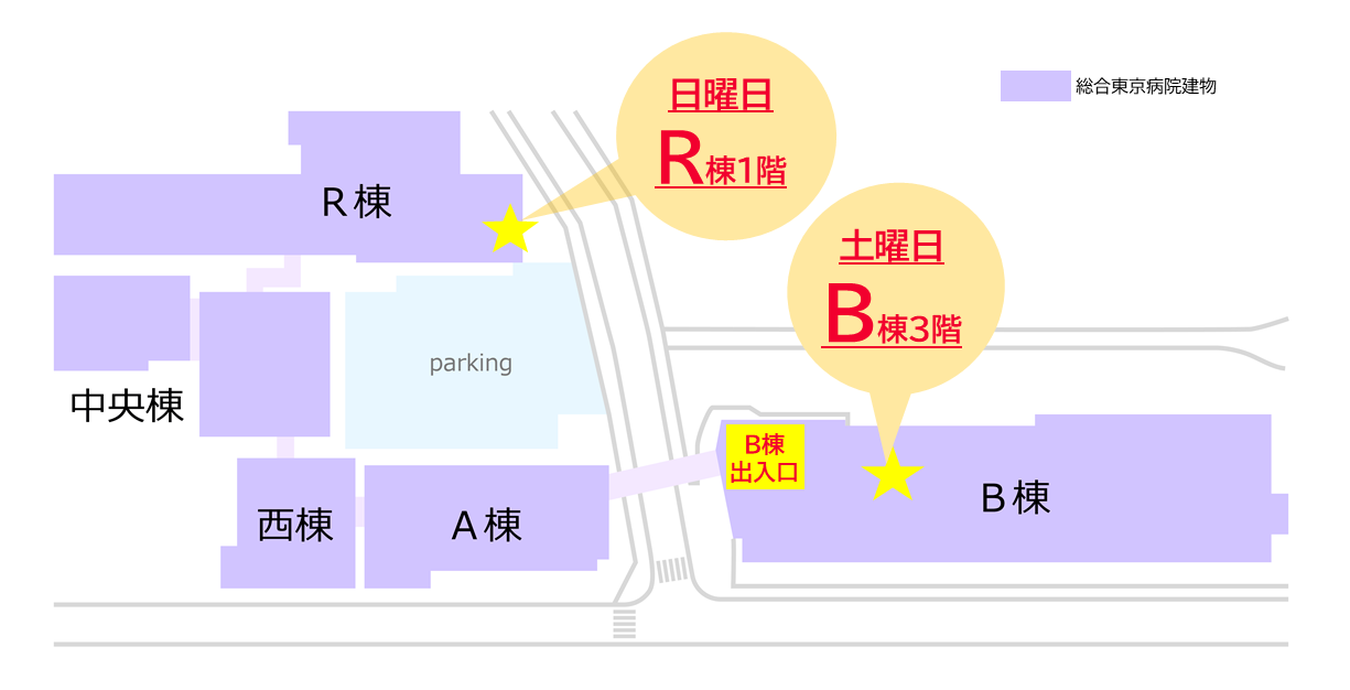 ワクチン接種出入口マップ