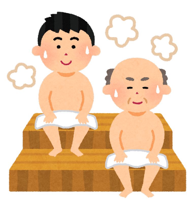 サウナに入る男性のイラスト