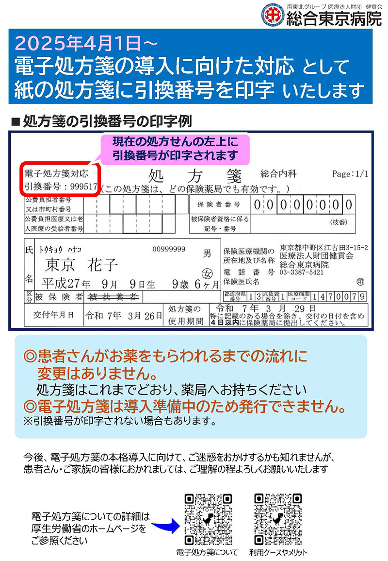 電子処方箋引換番号に関する通知